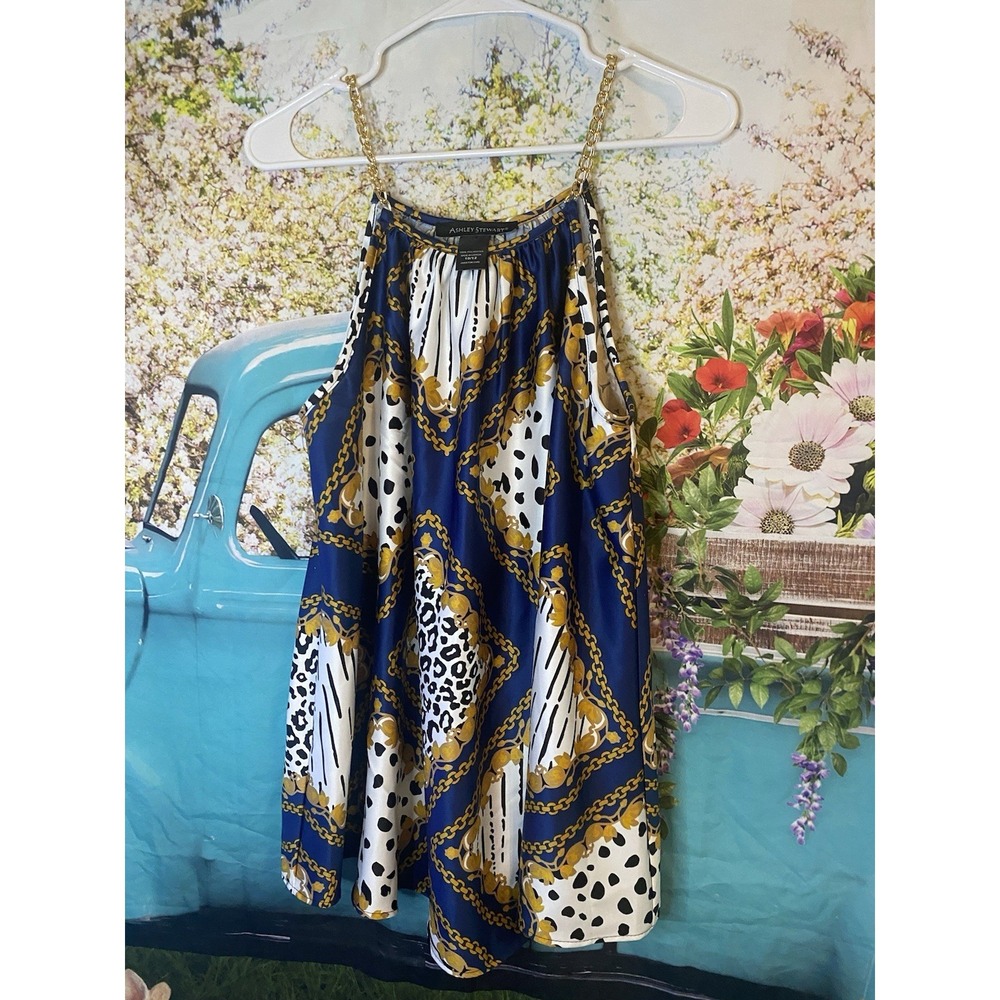 Women's 10/12 Colorful Satin‎ Baroque Animal Print Top
